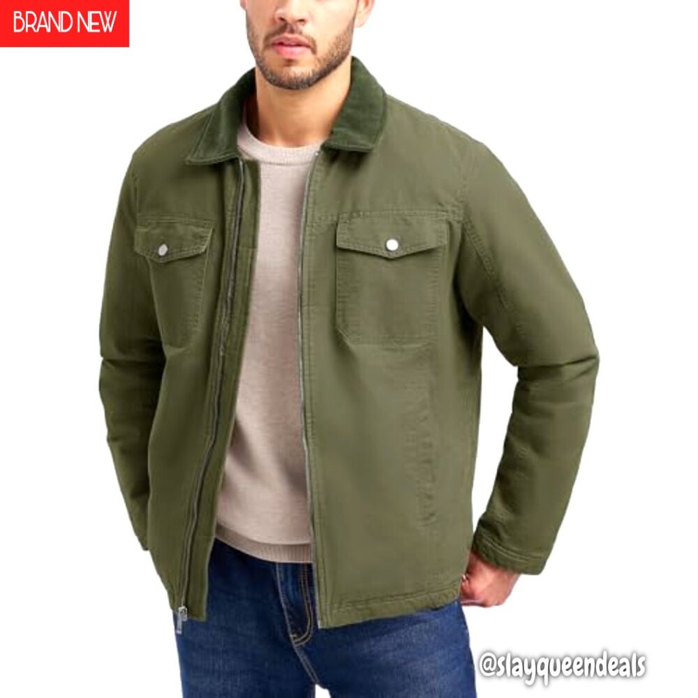 Men's Heavyweight Sherpa-Lined Work Jacket, 5 Pockets, Full Zip, Cotton - Picture 8 of 8